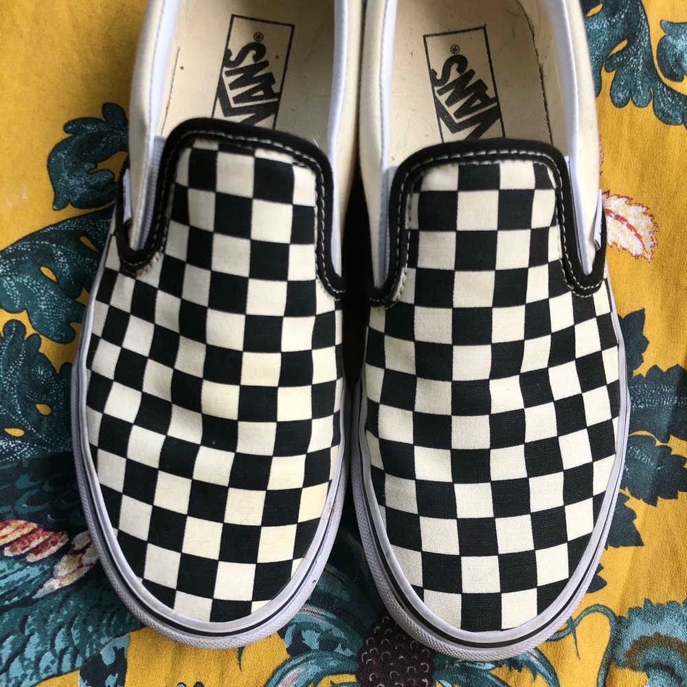Checkered Vans Slip Ons